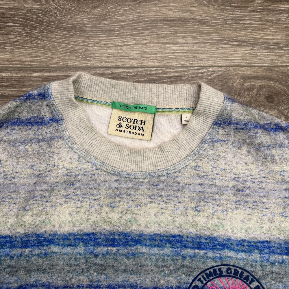 Scotch & Soda Sweatshirt Mens Large Melange Stripe Space Dyed Crewneck Pullover - Picture 2 of 13